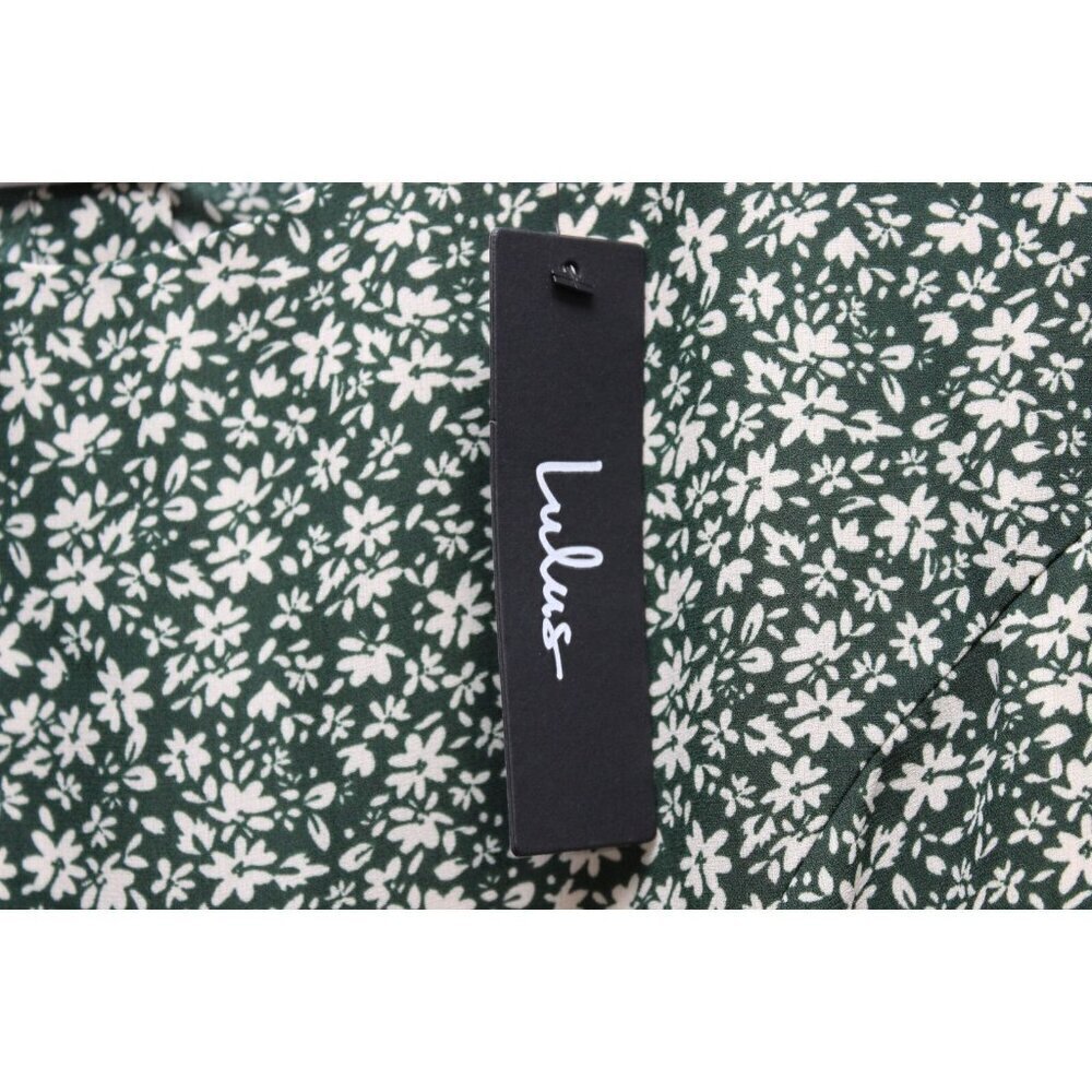 Lulus Mini Dress Size Large Green Floral Ruffle Feminine Dainty Blooming Darling - Picture 8 of 13